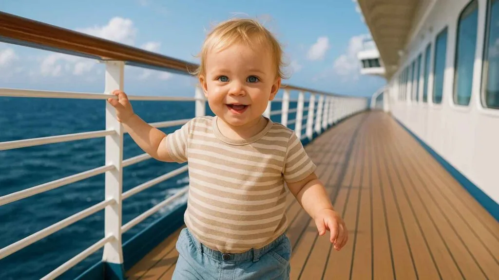 Cruise cabin set up for a family traveling with a toddler