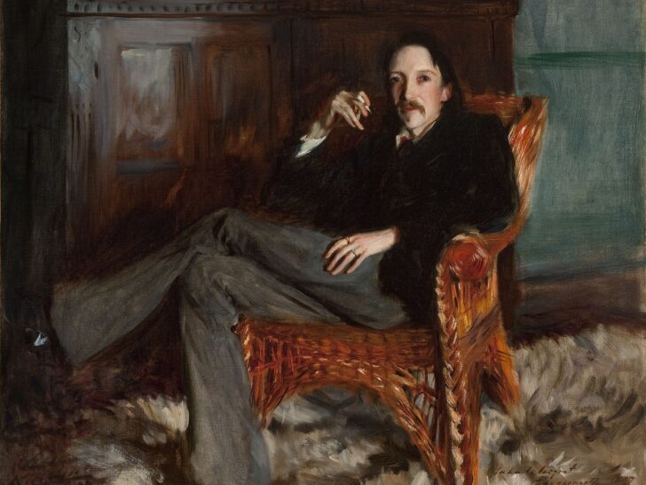 John Singer Sargent portrait of travel writer Robert Louis Stevenson seated in a chair